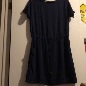 Navy Blue Short Sleeve Mini Dress